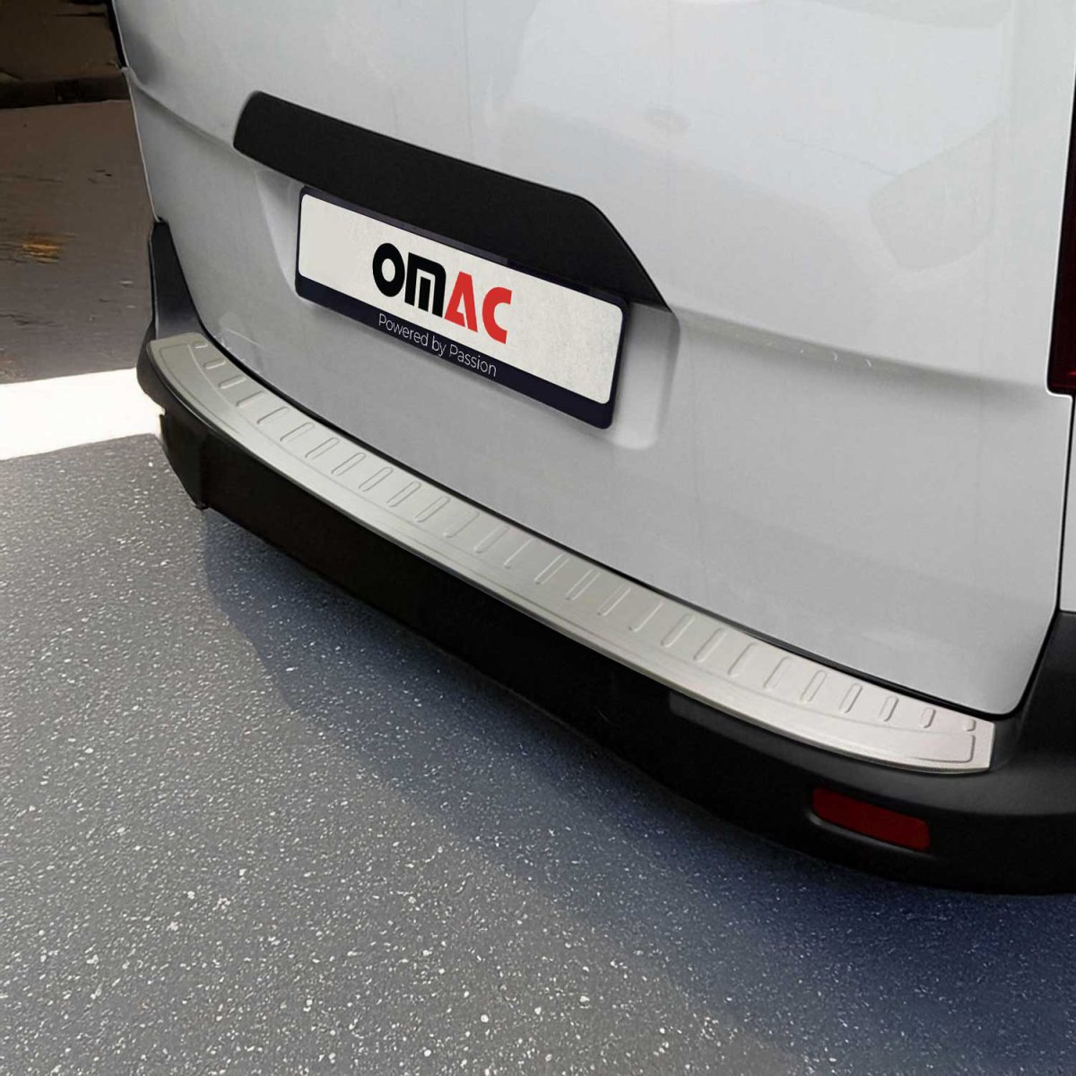 Ford Transit Connect Rear Bumper Sill Cover - Omac - Brushed Silver - 2014-2019 Ford Transit Connect Rear Bumper Sill Cover - Omac - Brushed Silver - 2014-2019